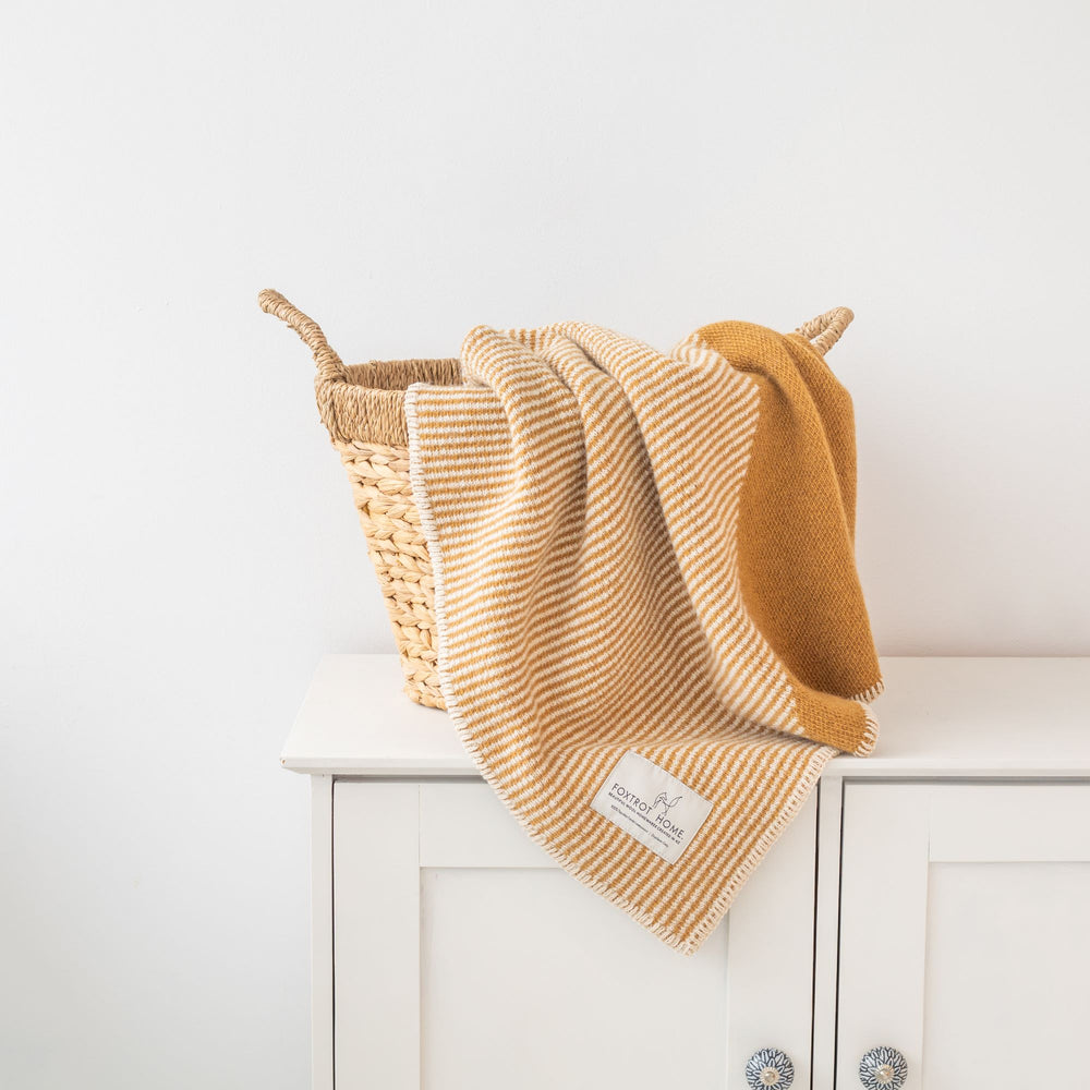 Foxtrot Home New Zealand Wool Throw Blanket Geometric Ginger Honey