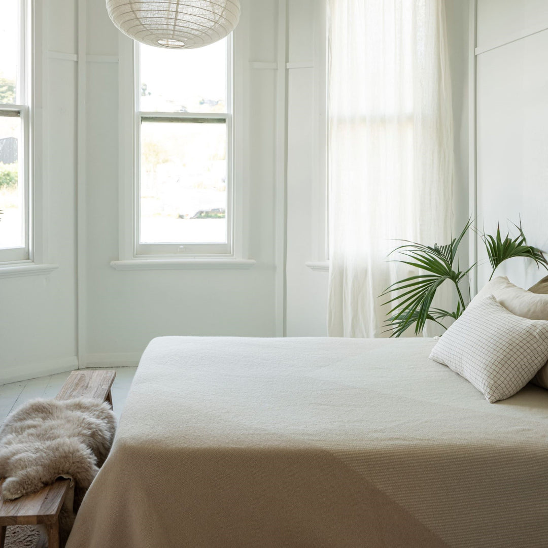 Foxtrot Home New Zealand Wool Bedspread t in Pampas