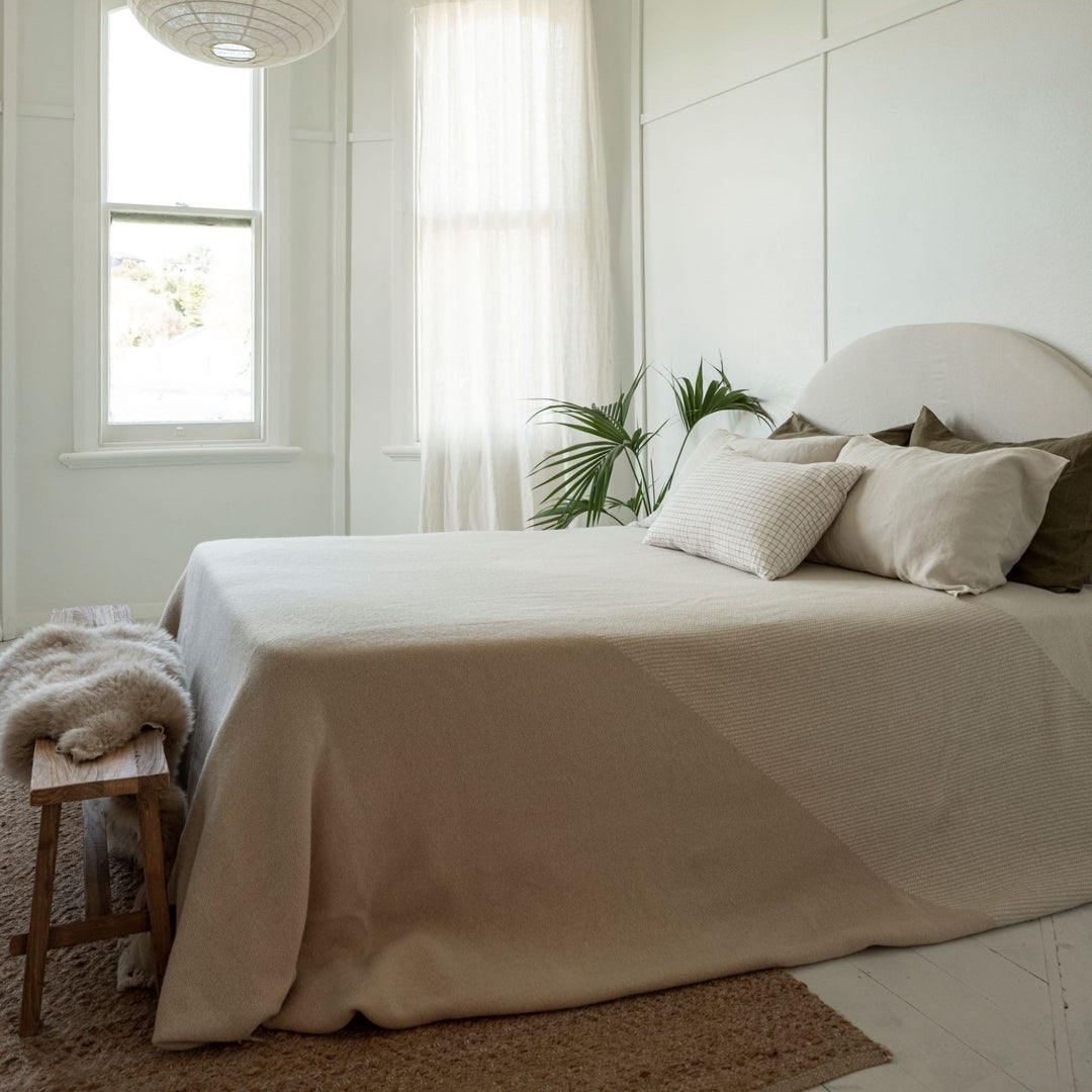 Foxtrot Home New Zealand Wool Bedspread t in Pampas