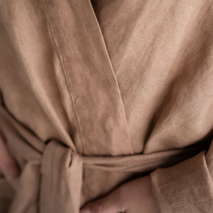 Foxtrot Home French Flax Linen Robe in Malt Brown