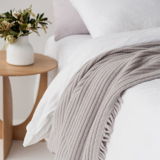 Cloud Ribbed Wool Throw Blanket