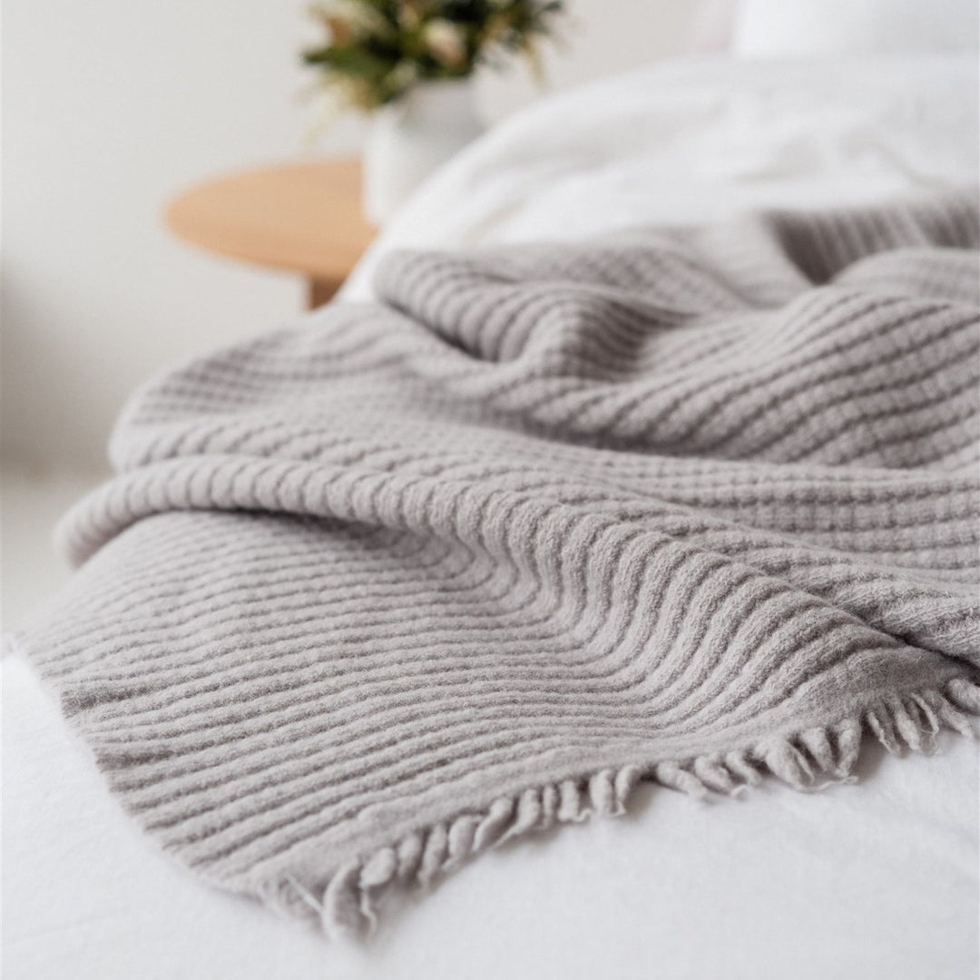 Foxtrot Home New Zealand Wool Throw Blanket Cloud