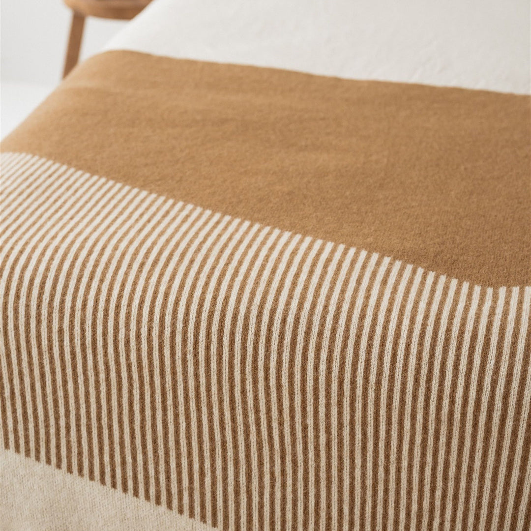 Foxtrot Home New Zealand Wool Throw Blanket Geometric Ginger Honey