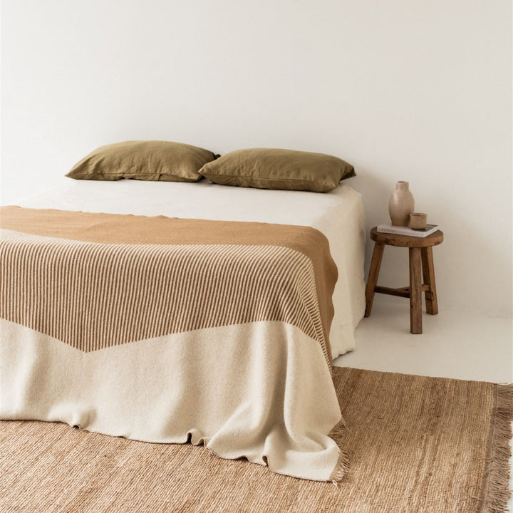 Foxtrot Home New Zealand Wool Throw Blanket Geometric Ginger Honey