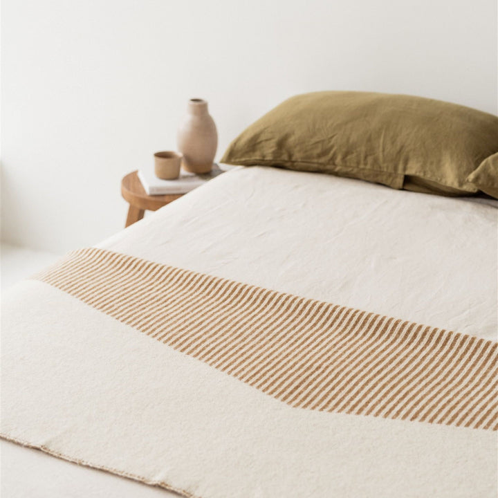 Ginger Honey Geometric Wool Throw Blanket
