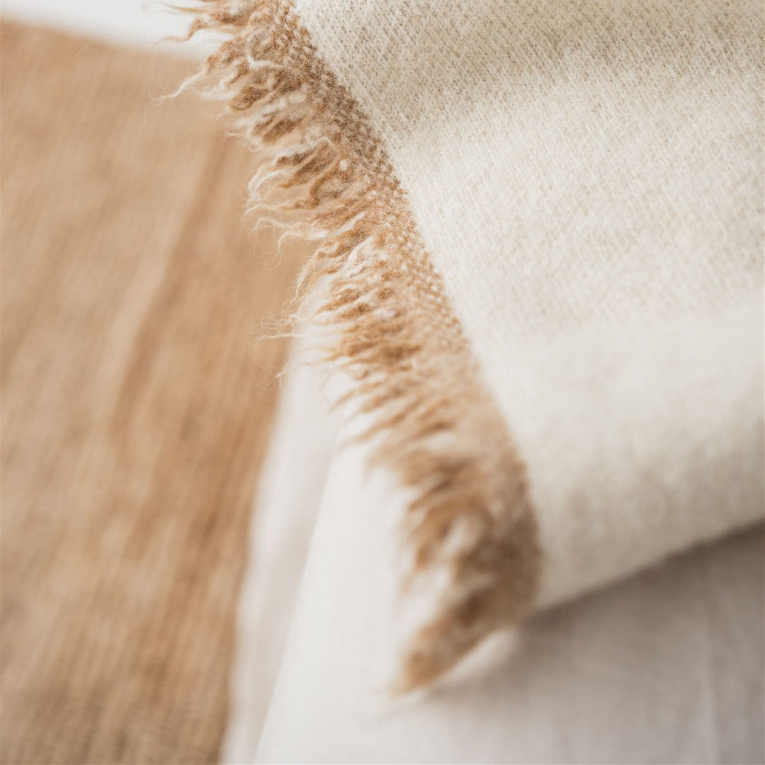 Foxtrot Home New Zealand Wool Throw Blanket Geometric Ginger Honey