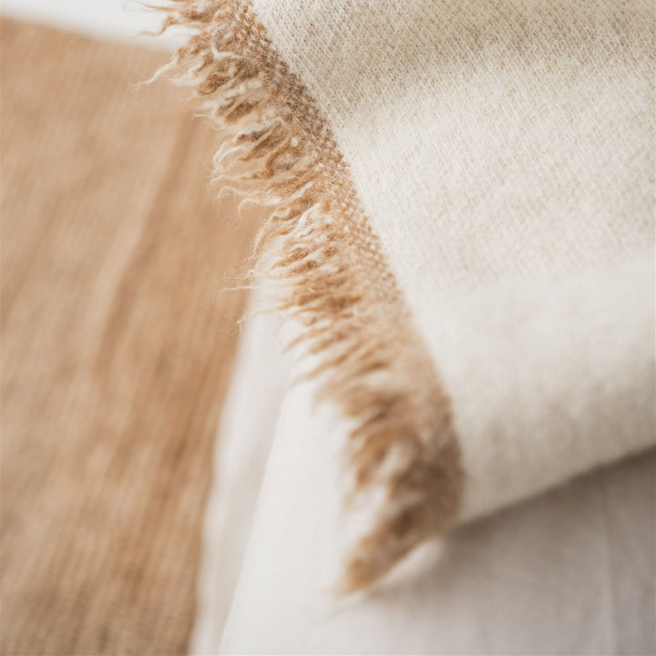 Foxtrot Home New Zealand Wool Throw Blanket Geometric Ginger Honey