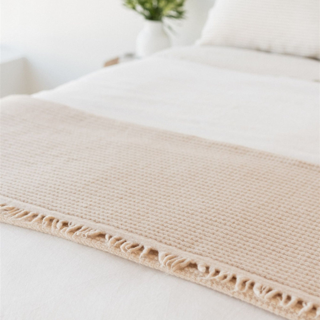Foxtrot Home New Zealand Wool Throw Blanket in Birch