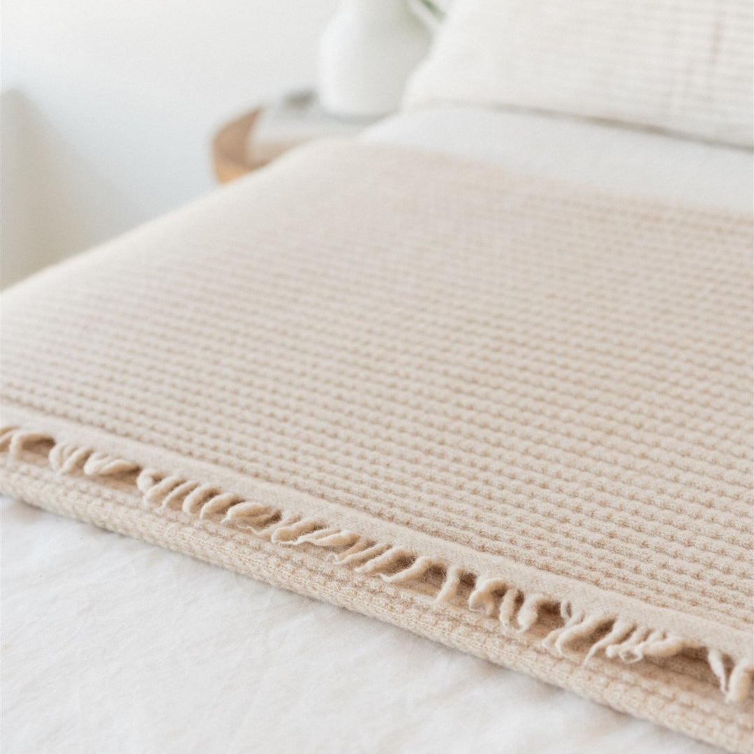Foxtrot Home New Zealand Wool Throw Blanket in Birch