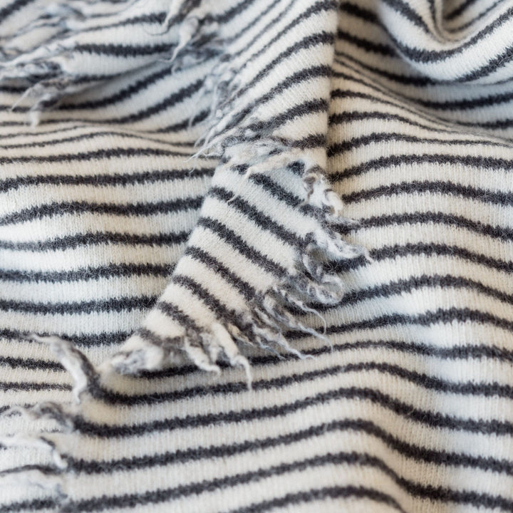 Foxtrot Home New Zealand Wool Throw Blanket in Charcoal Stripes