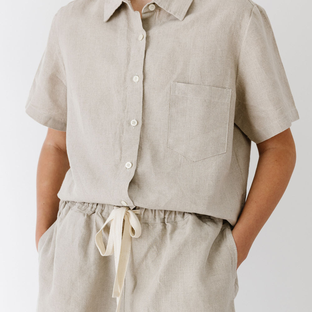 Foxtrot Home French Flax Linen Summer Pyjamas in Natural