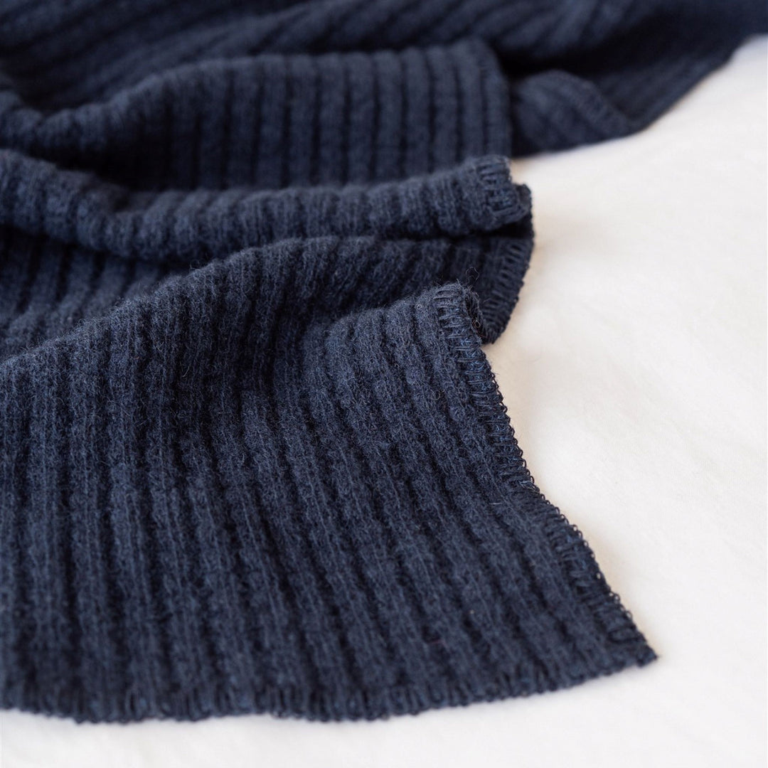 Foxtrot Home New Zealand Wool Throw Blanket in Navy