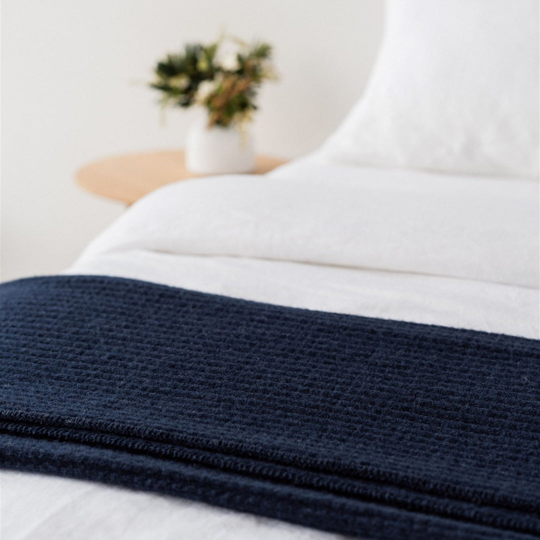 Foxtrot Home New Zealand Wool Throw Blanket in Navy