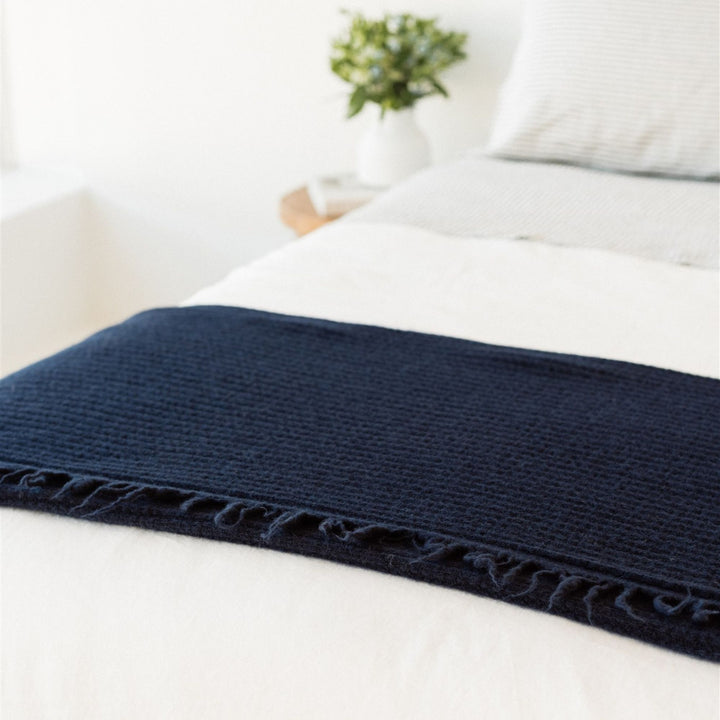 Foxtrot Home New Zealand Wool Throw Blanket in Navy