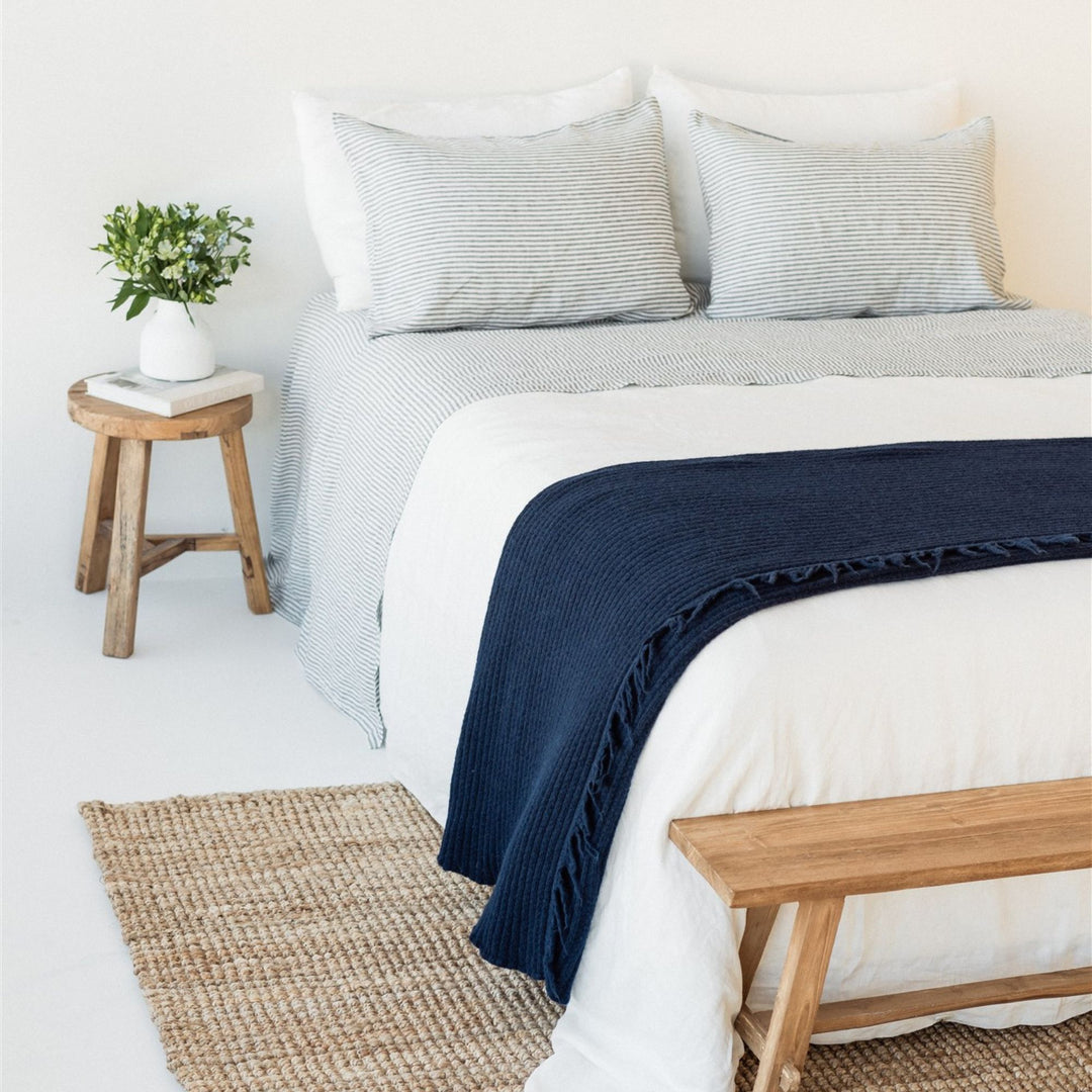 Foxtrot Home New Zealand Wool Throw Blanket in Navy