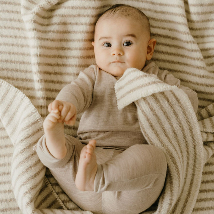 Foxtrot Home New Zealand Wool Throw Blanket in Sand Stripes