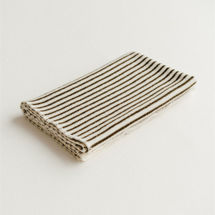 Foxtrot Home New Zealand Wool Baby Blanket in Olive Stripes