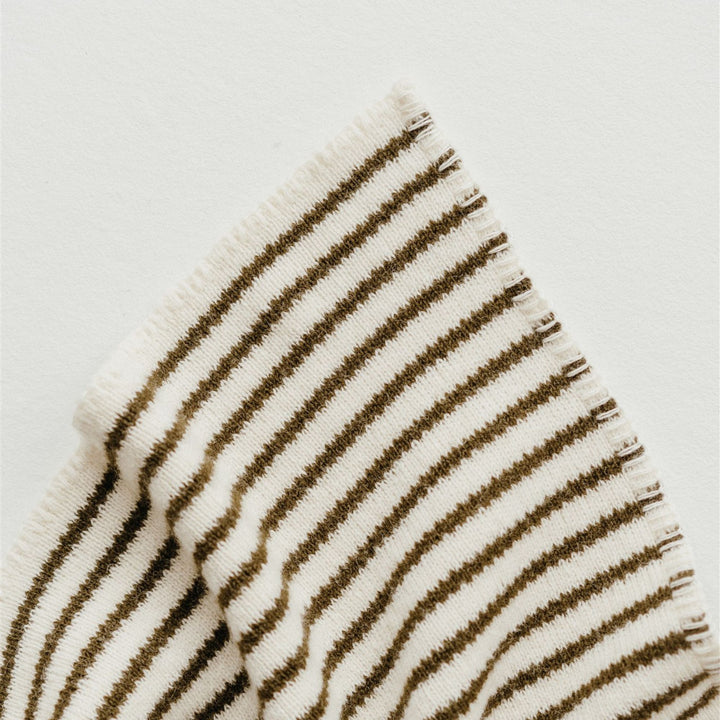 Foxtrot Home New Zealand Wool Baby Blanket in Olive Stripes