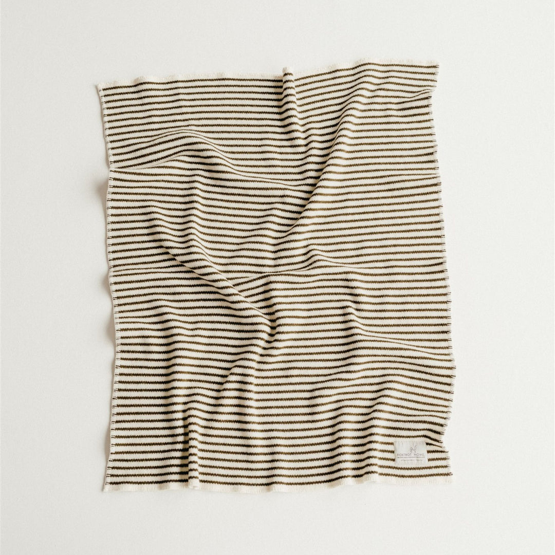 Foxtrot Home New Zealand Wool Baby Blanket in Olive Stripes