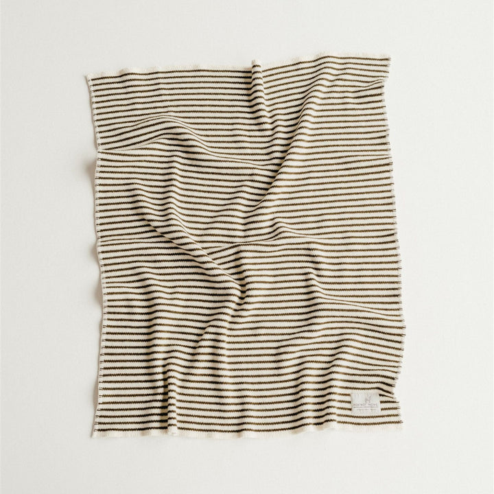 Foxtrot Home New Zealand Wool Baby Blanket in Olive Stripes