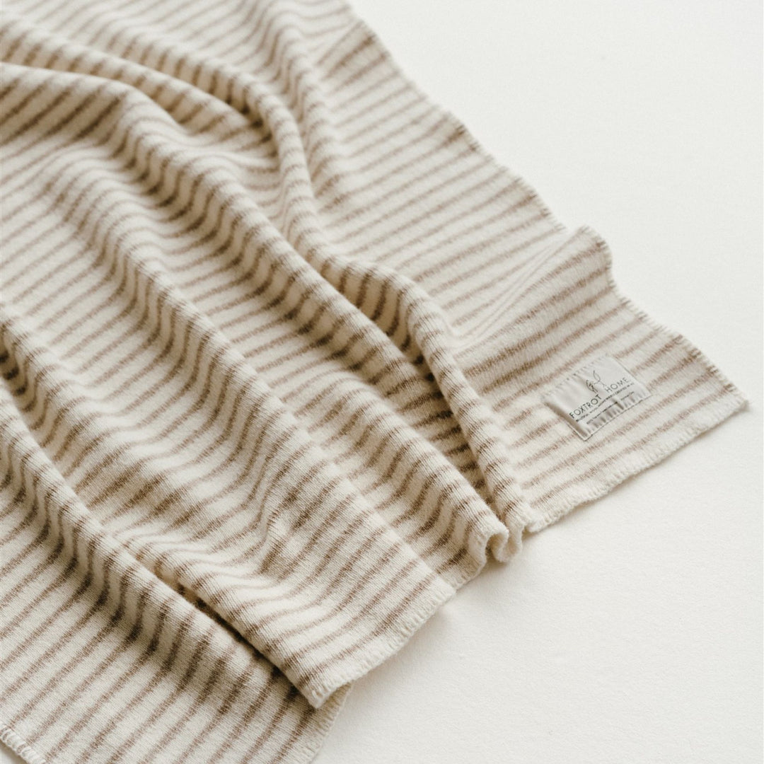 Foxtrot Home New Zealand Wool Throw Blanket in Sand Stripes