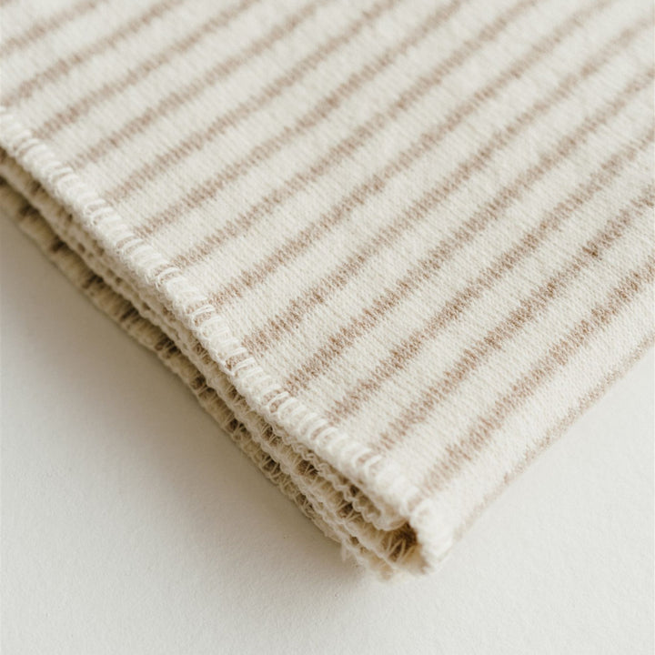Foxtrot Home New Zealand Wool Throw Blanket in Sand Stripes