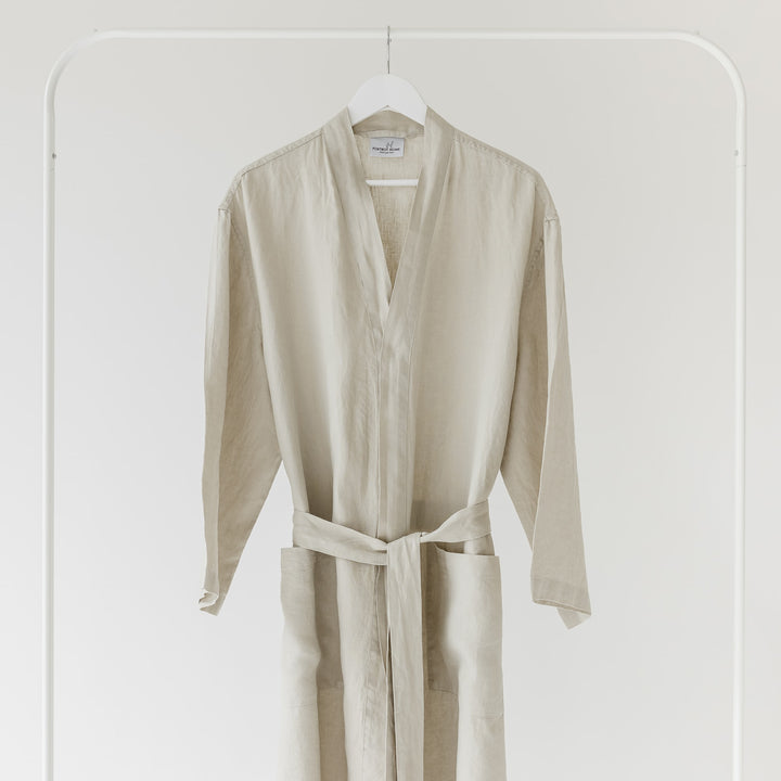 Foxtrot Home French Flax Linen Robe in Stone