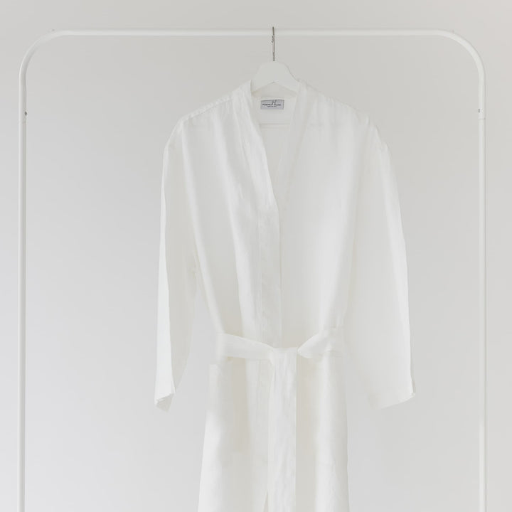 Foxtrot Home French Flax Linen Robe in Ivory