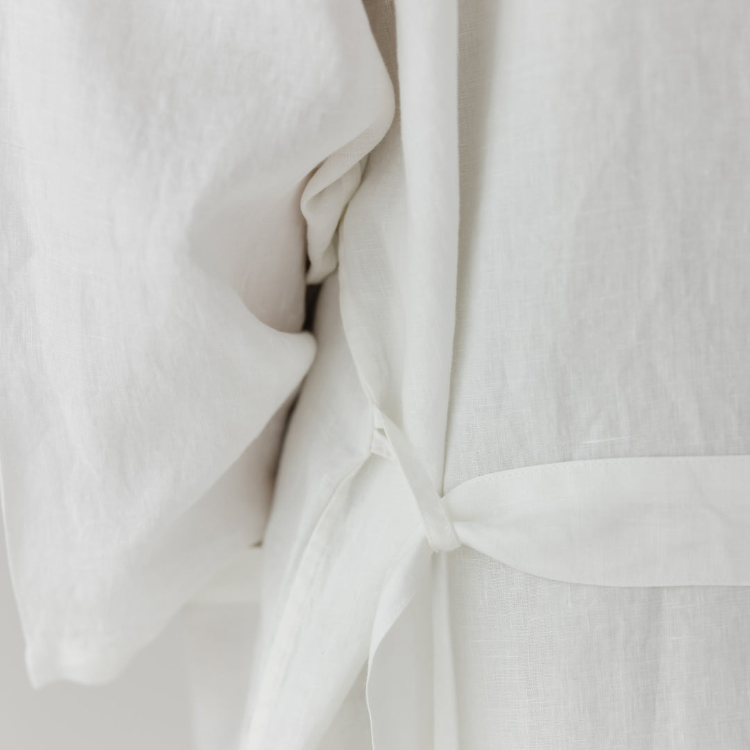 Foxtrot Home French Flax Linen Robe in Ivory