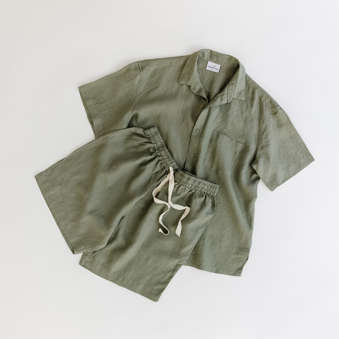 Foxtrot Home French Flax Linen Pyjamas in Cactus
