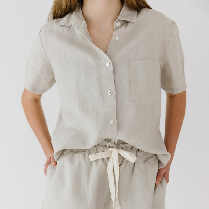 Foxtrot Home French Flax Linen Summer Pyjamas in Stone