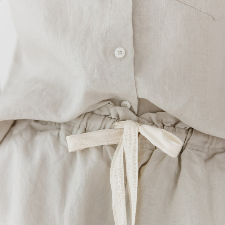 Foxtrot Home French Flax Linen Summer Pyjamas in Stone