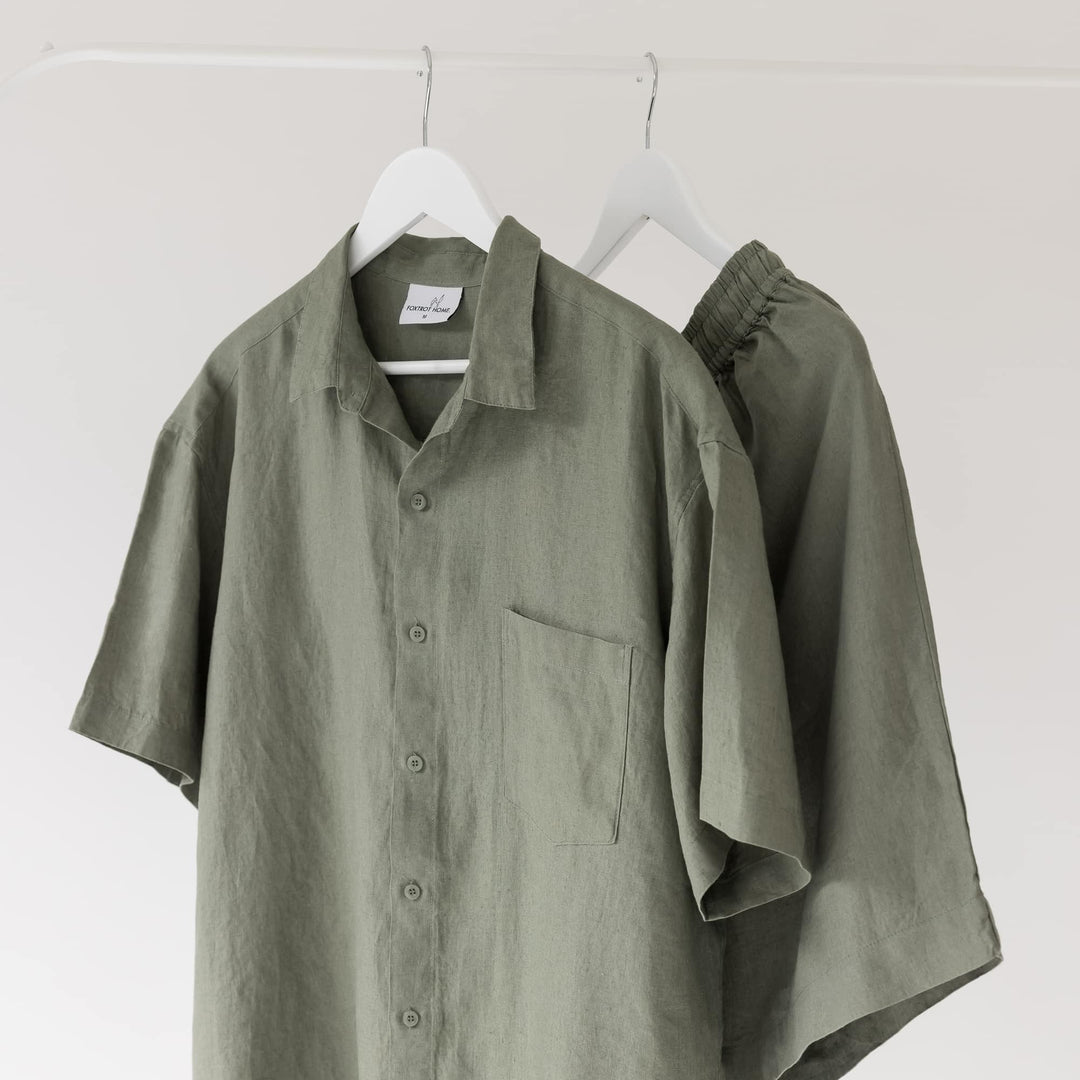 Foxtrot Home French Flax Linen Pyjamas in Cactus