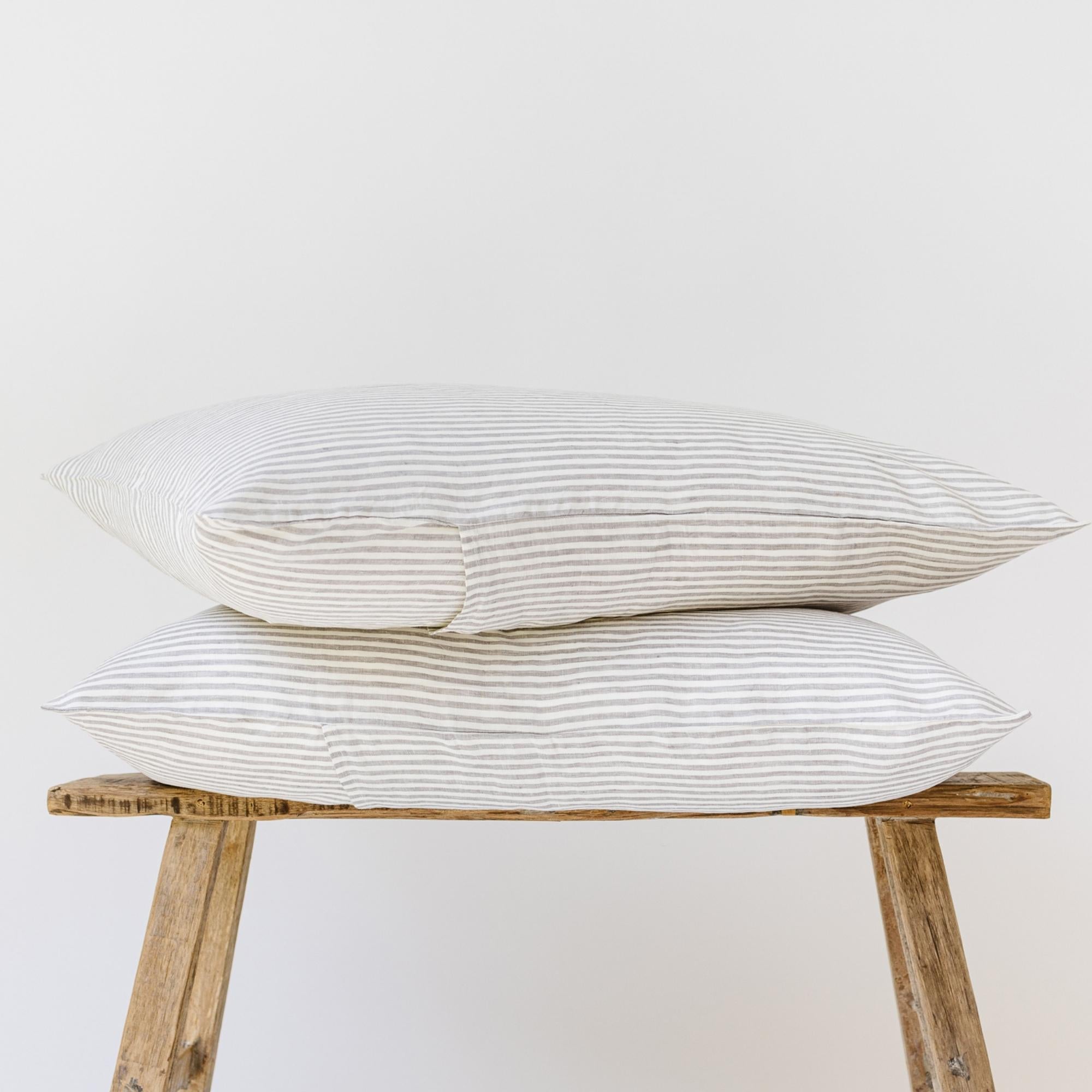 Grey and white striped pillow cases deals