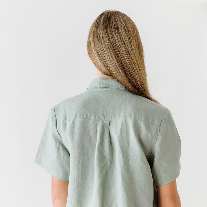 Foxtrot Home French Flax Linen Summer Pyjamas in Sage