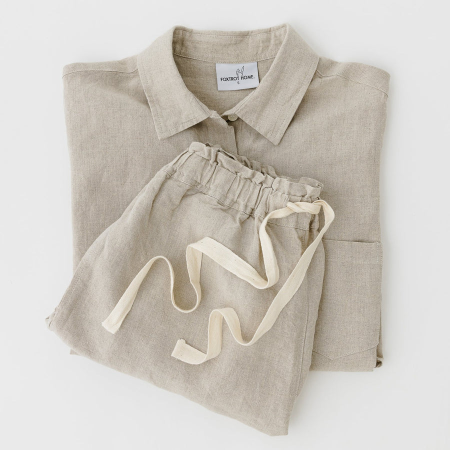 Foxtrot Home French Flax Linen Summer Pyjamas in Natural