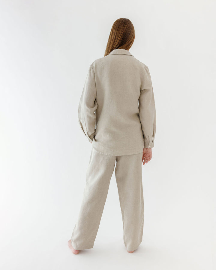 Foxtrot Home French Flax Linen Winter Pyjamas in Natural