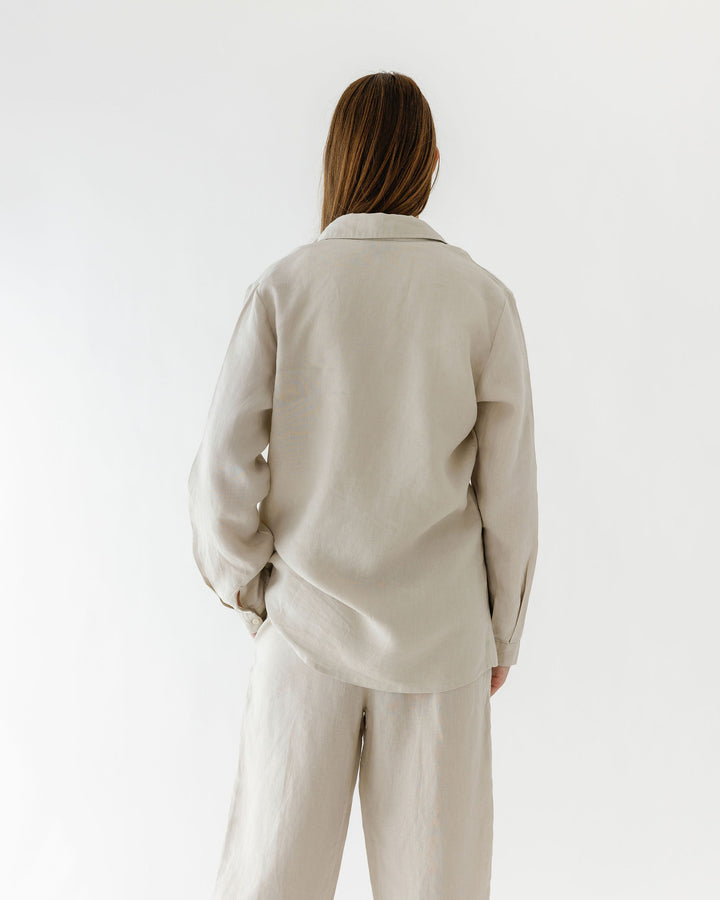 Foxtrot Home French Flax Linen Winter Pyjamas in Stone