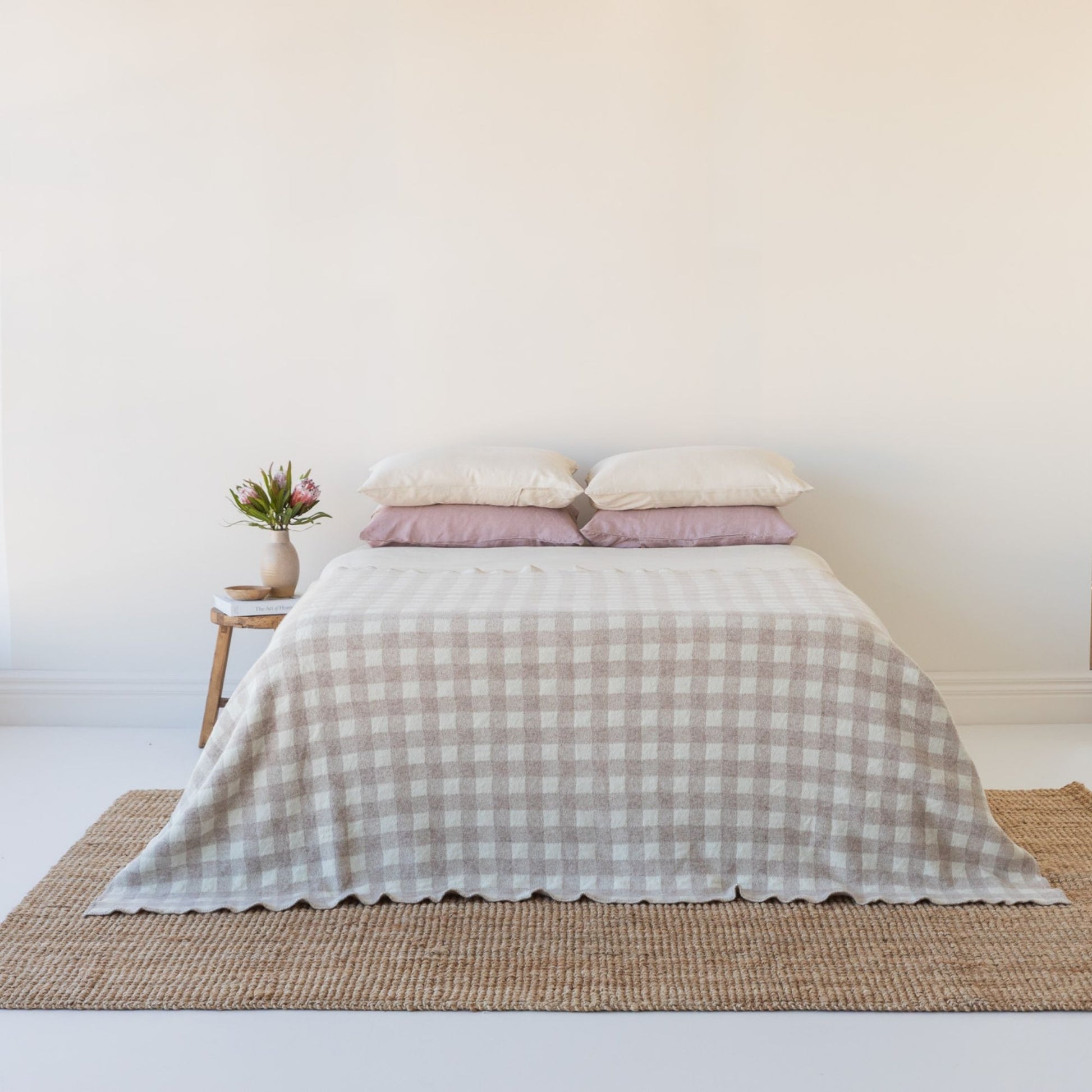 Sand Checks Wool Throw Blanket