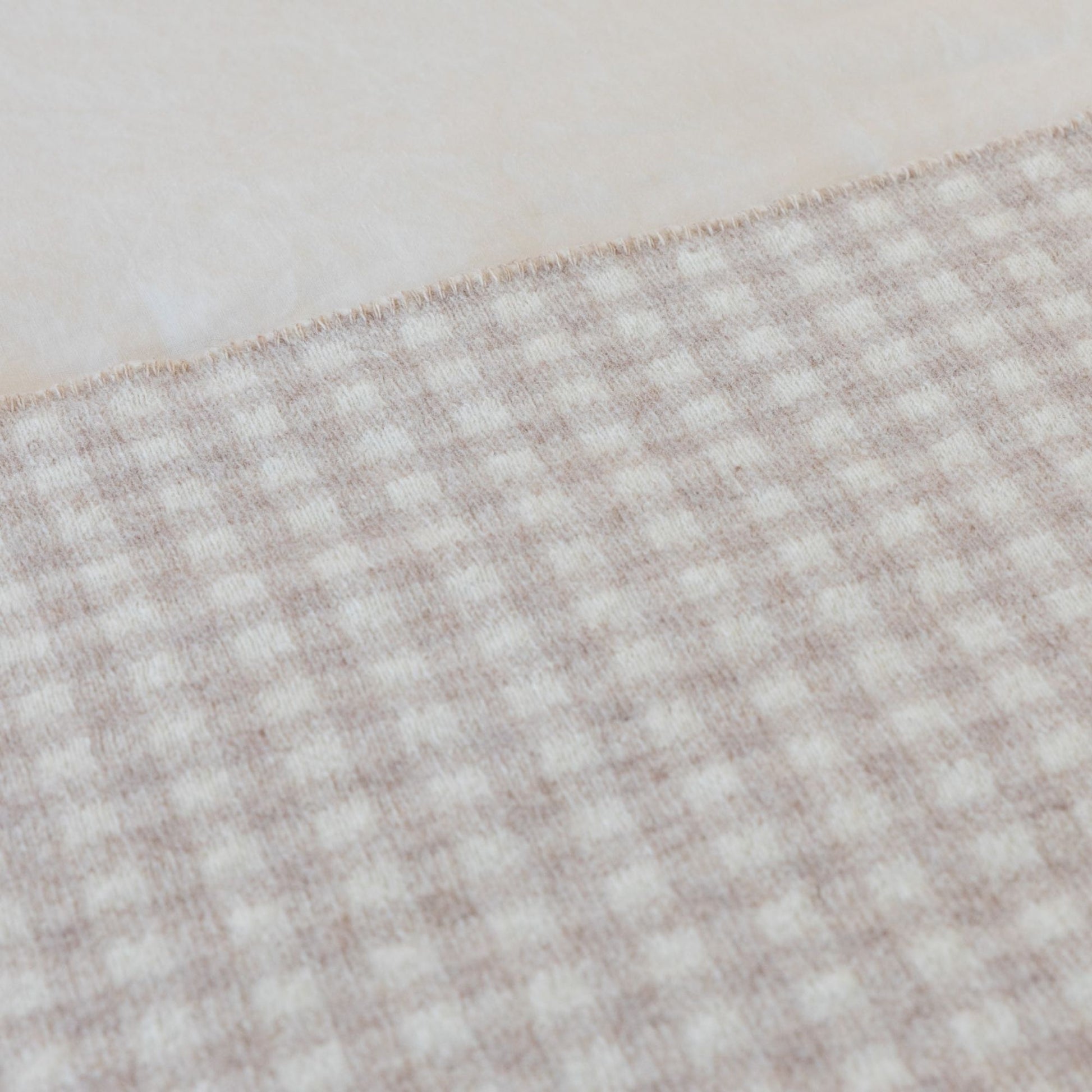 Sand Gingham Wool Throw Blanket