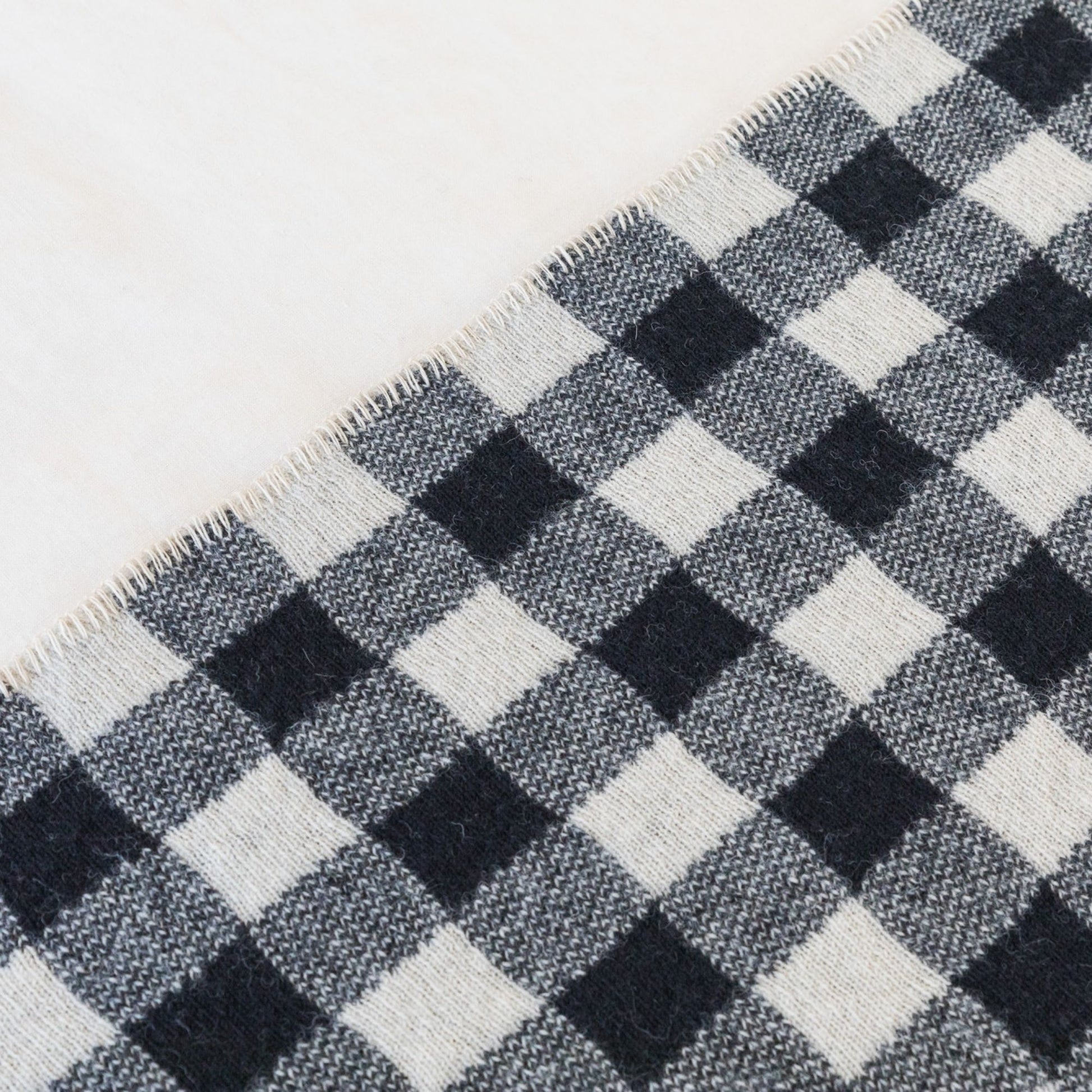 Black Checks Wool Throw Blanket