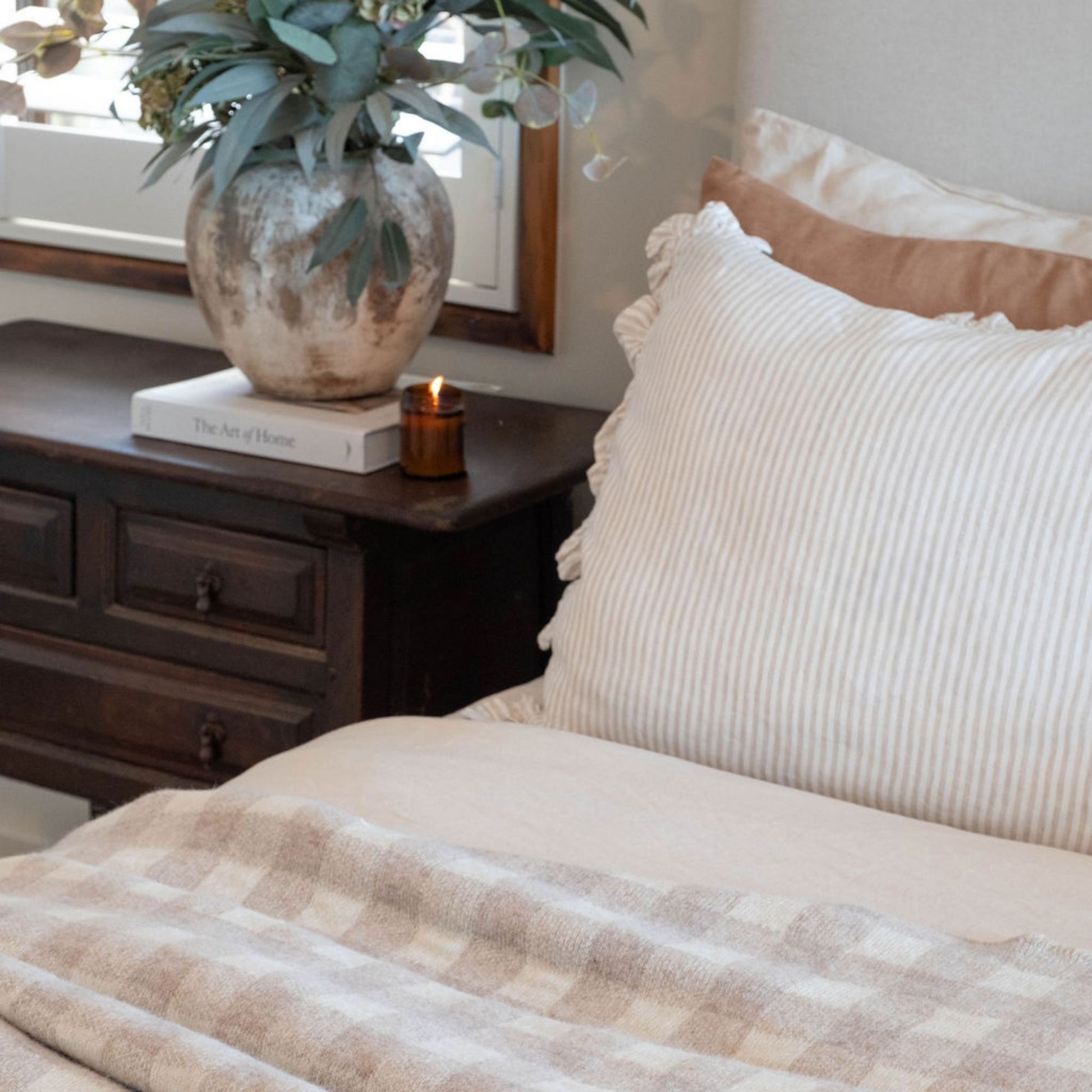 Sand Checks Wool Throw Blanket