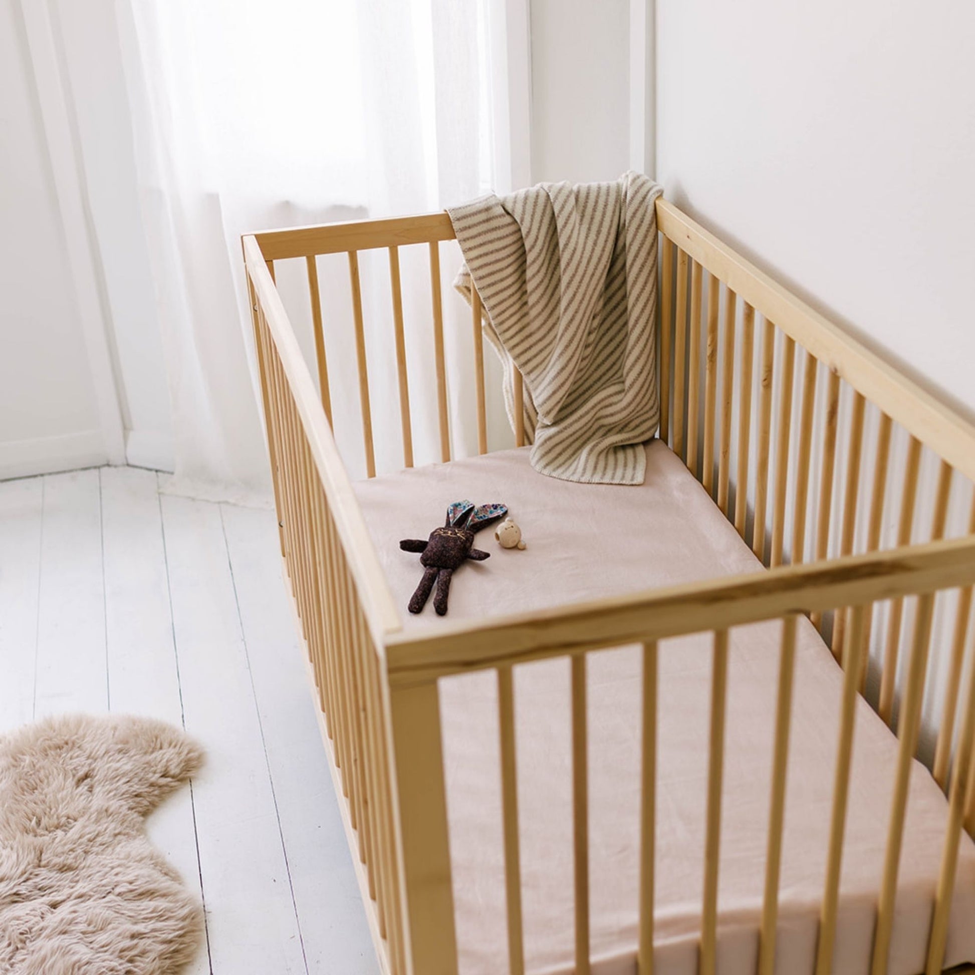 Blush Pink Linen Cot/Bassinet Sheet