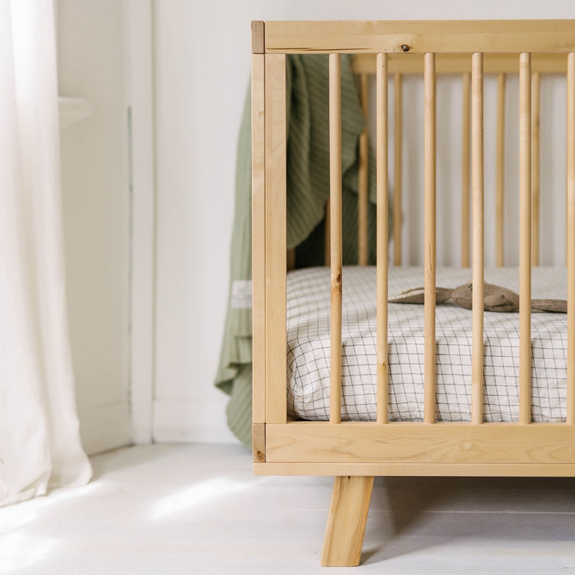 Cactus Grid Linen Cot/Bassinet Sheet