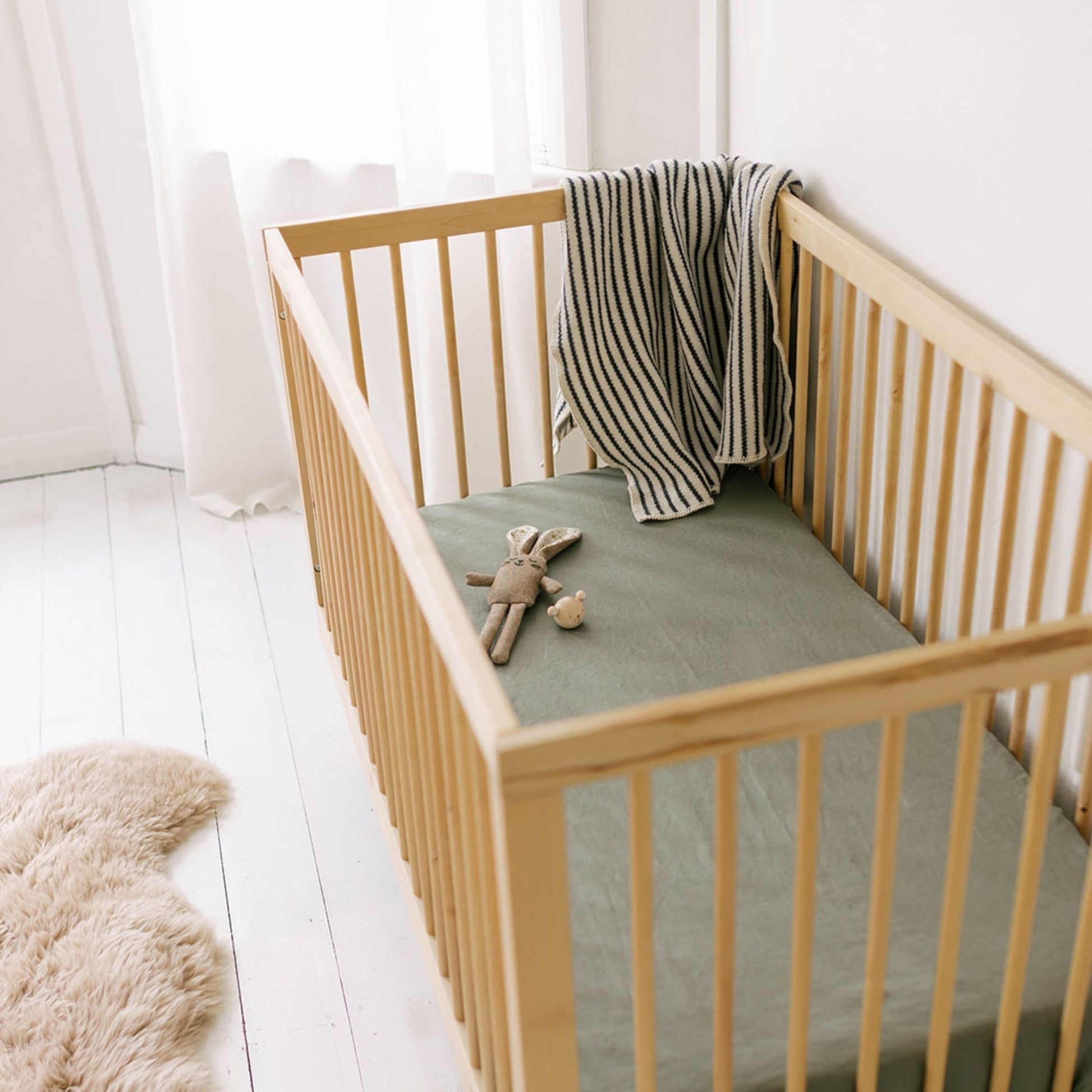 Cactus Linen Cot/Bassinet Sheet