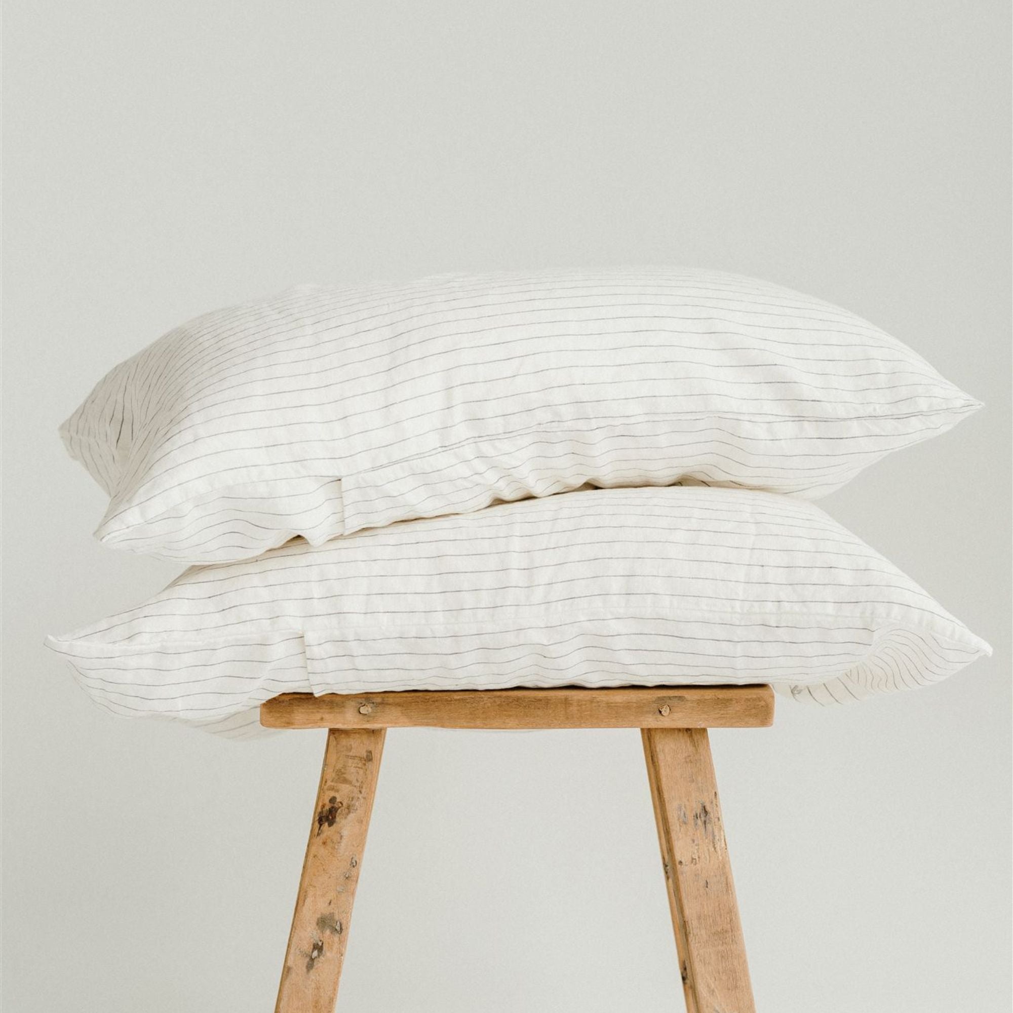 Coastal Blue Stripes Linen Pillowcases