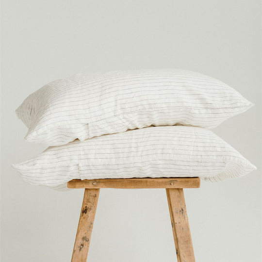 Coastal Blue Stripes Linen Pillowcases