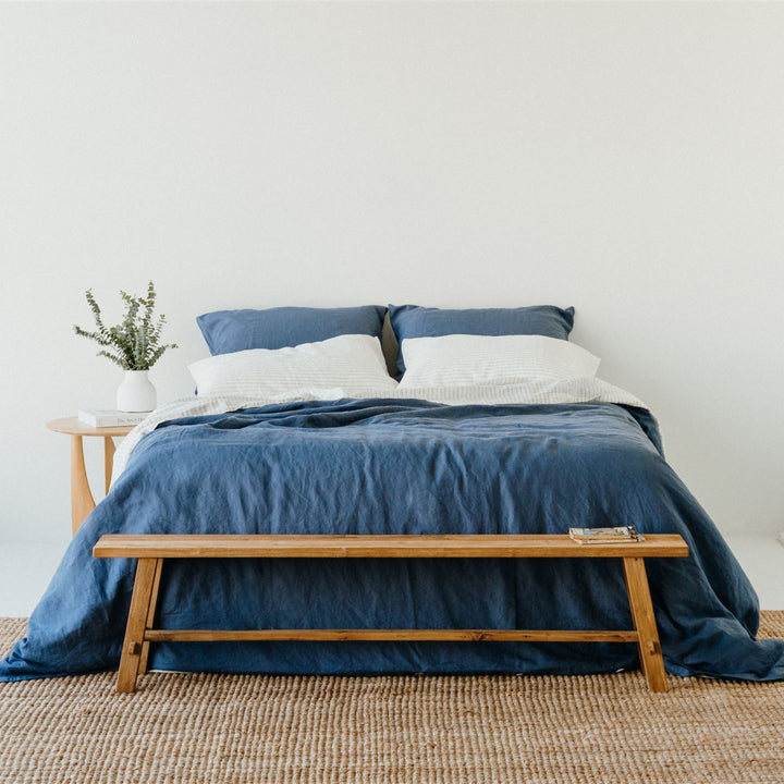 Coastal Blue Stripes Linen Pillowcases