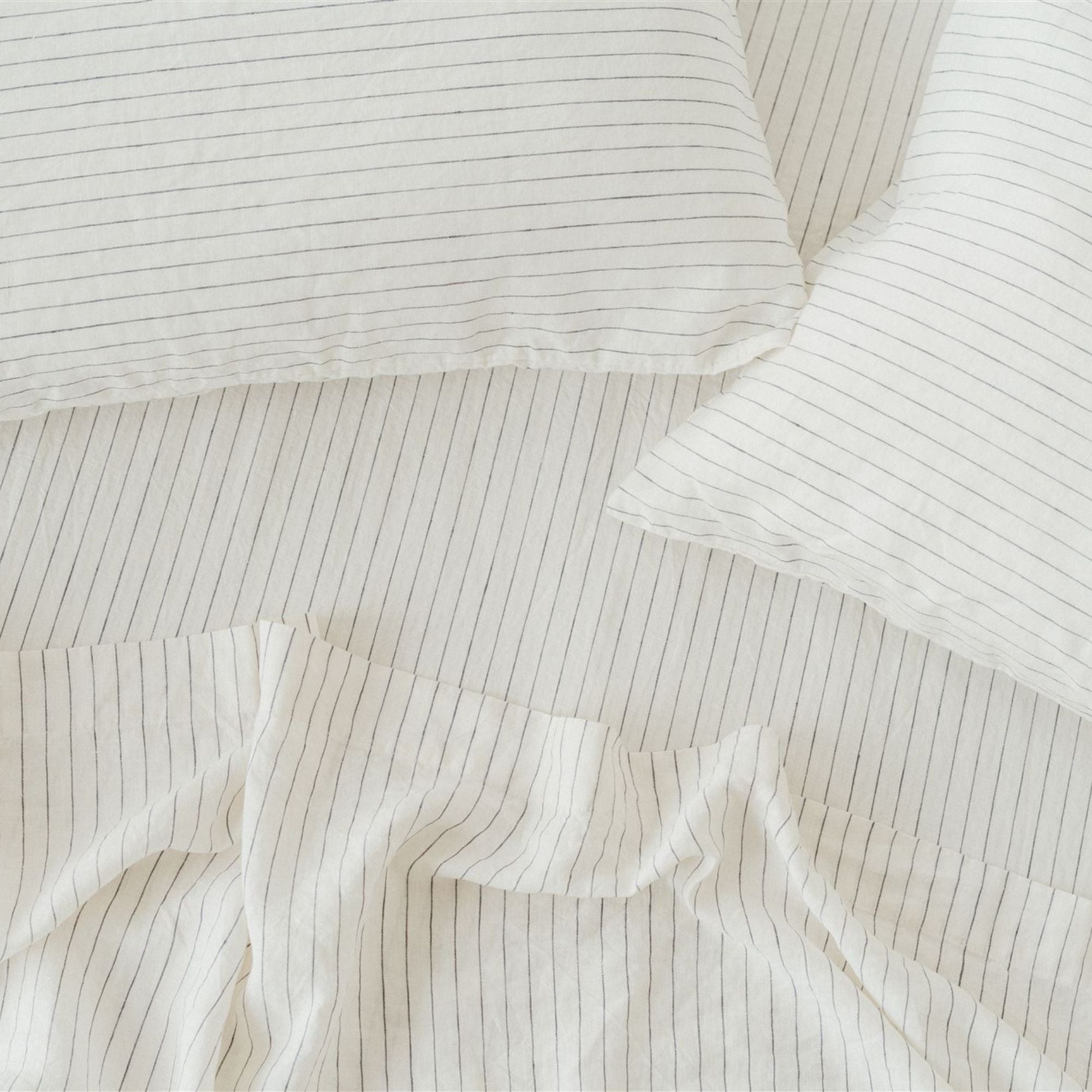 Coastal Blue Stripes Linen Pillowcases