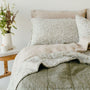 Pure French Flax Quilt in vintage floral print Evelyn.  A whimsical pattern for Spring.  Discover Foxtrot Home’s natural, ethically produced bedding for relaxed styling.